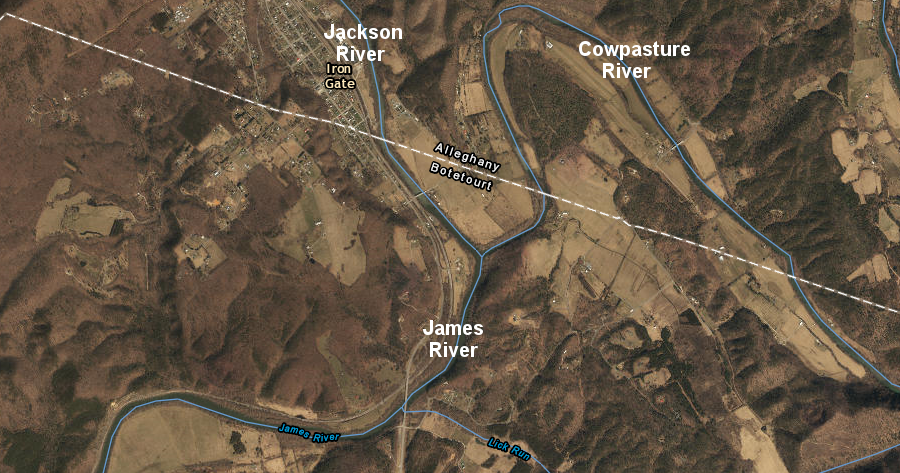 the start of the James River, where the Jackson River and Cowpasture River meet
