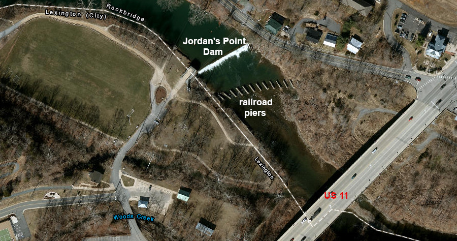 Jordan's Point Dam (and piers downstream from abandoned railroad bridge)