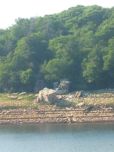 sandstone boulders at north end of Mountain Lake, near Pond Drain