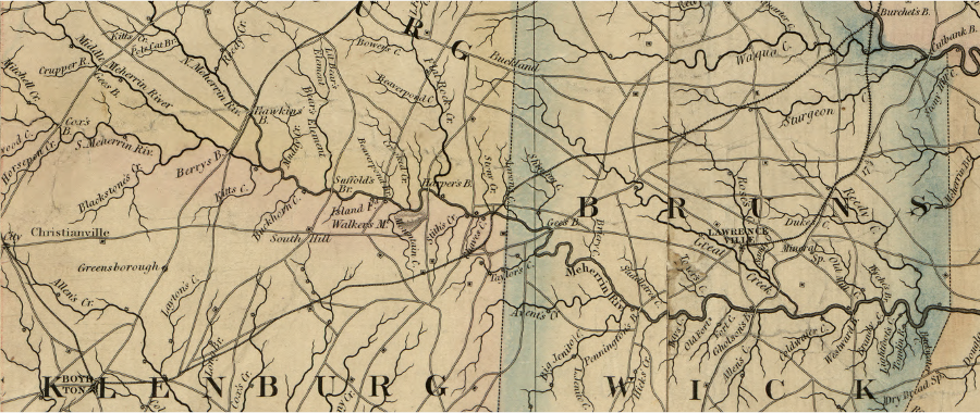 prior to the Civil War there were no major towns on the Meherrin River west of Hicksford (now the City of Emporia) - and that lack of urban development remains true today as well