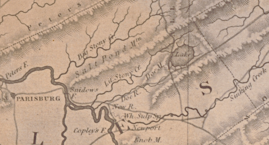 Mountain Lake, as mapped in 1859