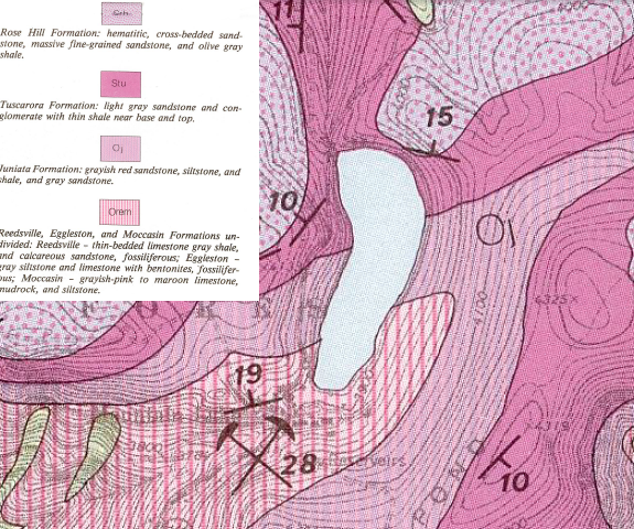 sandstone/shale geologic formations around Mountain Lake