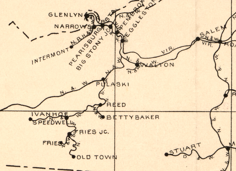 the Norfolk and Western Railroad built a line up the New River from Pulaski to service mines and mills, and much of that roadbed is now New River Trail State Park