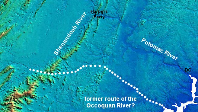 Possible route of the ancient Occoquan River