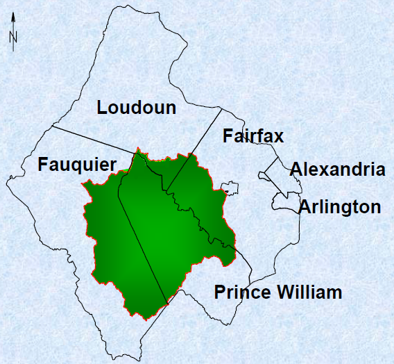 the Occoquan Reservoir receives stormwater runoff from Loudoun, Fairfax, Fauquier, and Prince William counties