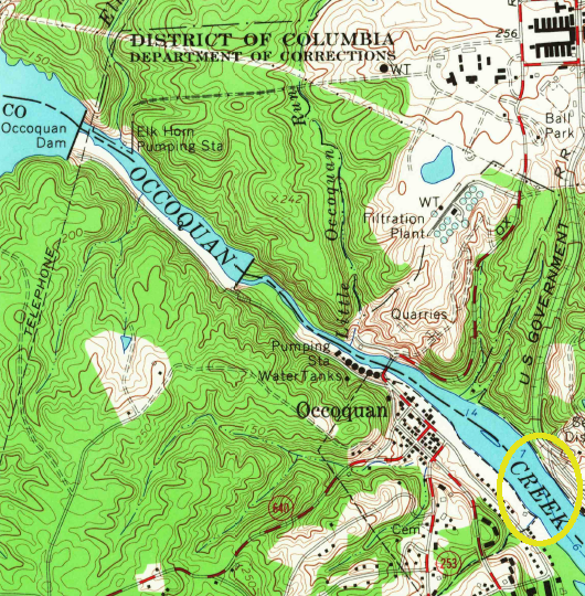 Occoquan was a creek on the 1966 USGS quadrangle map