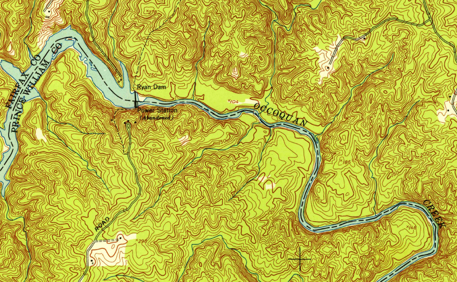 in 1951, Alexandria Water had not constructed its two dams and removed Ryons Dam yet - and the US Geological Survey described the Occoquan as a creek rather than as a river