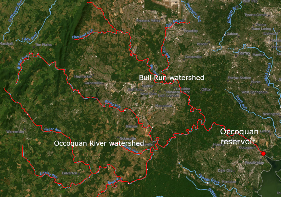 the less-developed Occoquan River watershed contributes less-salty water to the Occoquan Reservoir