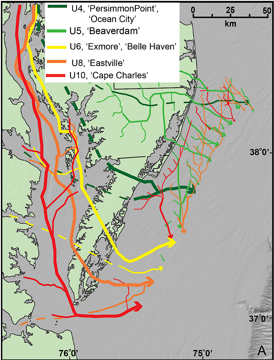 location of Susquehanna River paleochannels across the Eastern Shore