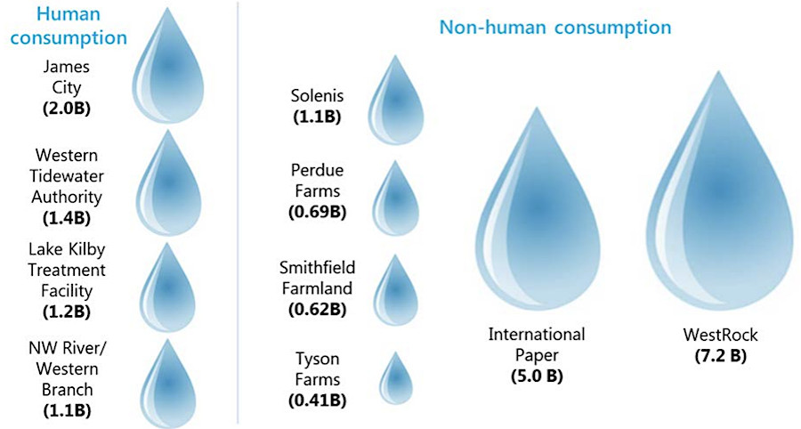 in 2016, two paper mills were the primary groundwater users in eastern Virginia