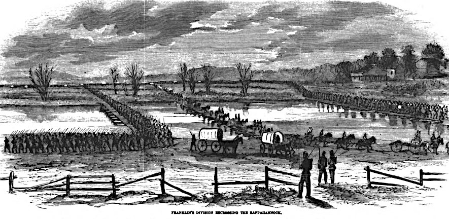 the Union Army used pontoon bridges at Fredericksburg to cross the Rappahannock River in 1862