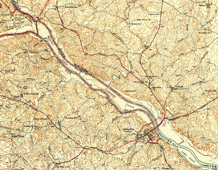 until 1952, the Roanoke River flowed freely downstream from the confluence with the Dan River
