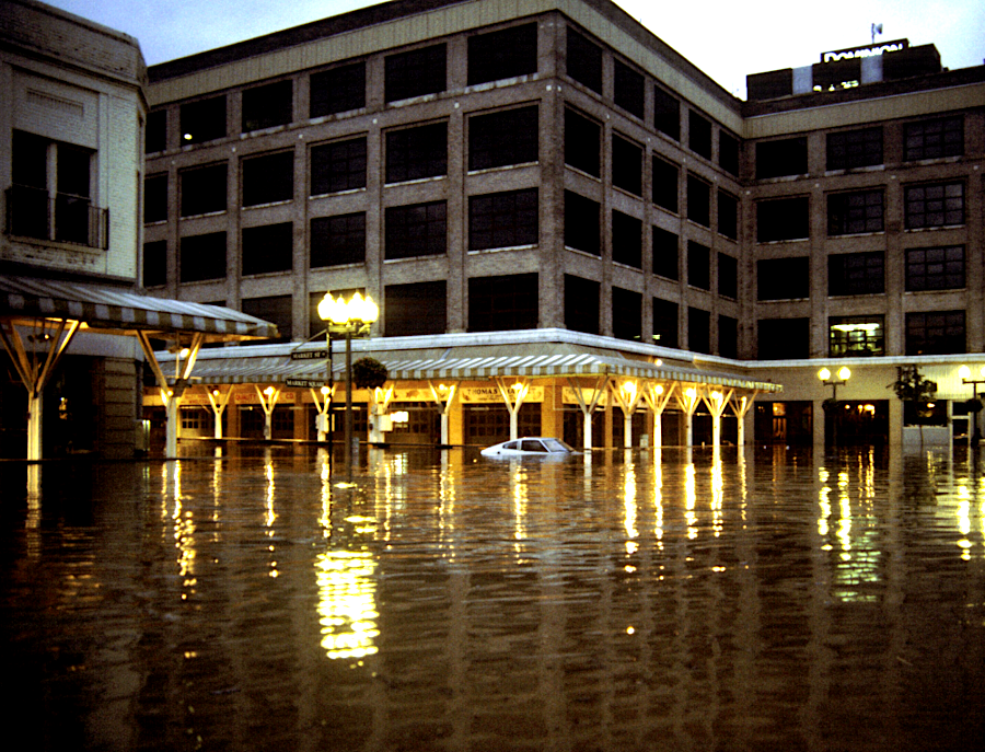 Market Square in downtown Roanoke was underwater