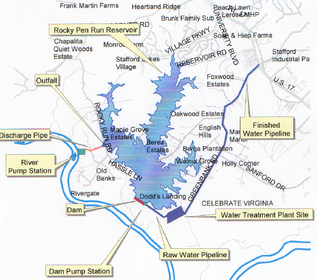 proposed off-stream reservoir (Rocky Pen Run) in Stafford County - north of Rappahannock River