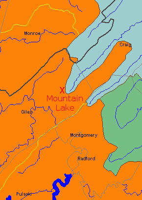 watershed divides at Mountain Lake