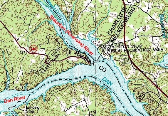 confluence of the Dan and Staunton (Roanoke) rivers