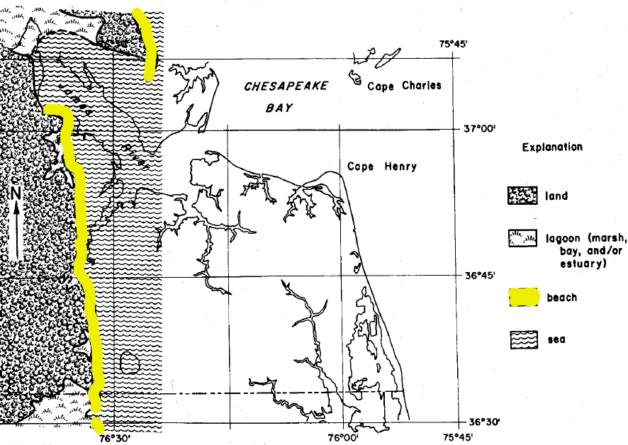 the Suffolk Scarp is an old beach, with marine sediments deposited to the east underneath today's Dismal Swamp