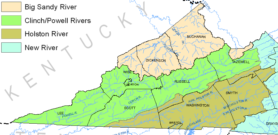 watersheds in southwestern Virginia