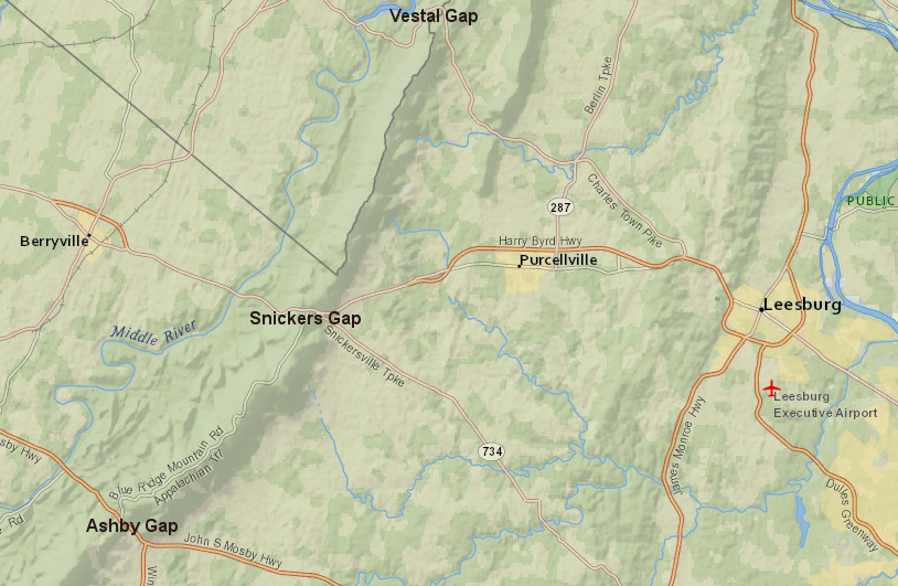 trails and then roads crossed through the Blue Ridge at topographic low spots