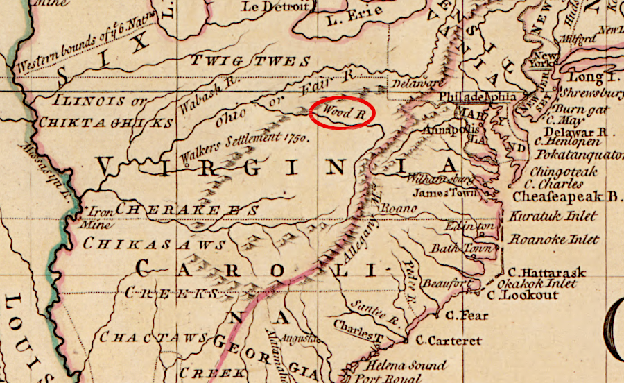 the New River was named originally after Abraham Wood, who sent explorers from his fur-trading facility on the Appomattox River (Fort Henry) across the Blue Ridge