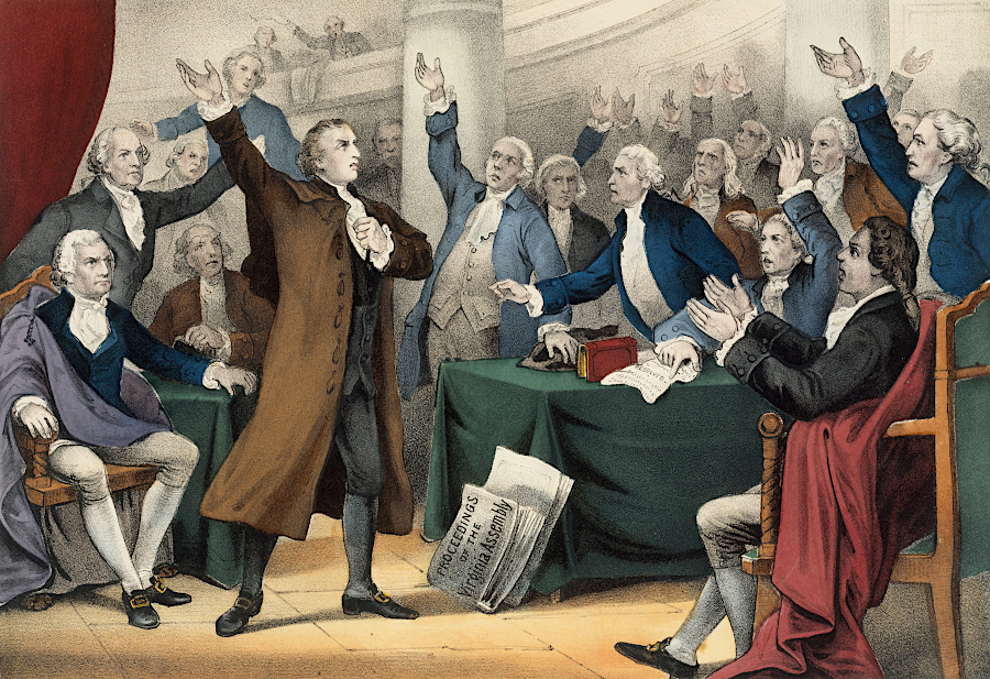 Patrick Henry's dramatic and eloquent speech energized the Second Virginia Convention meeting in the Henrico Parish Church (St. Jphn's Church)