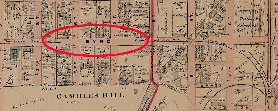 the Connection Railroad cut a tunnel going west from Second Street