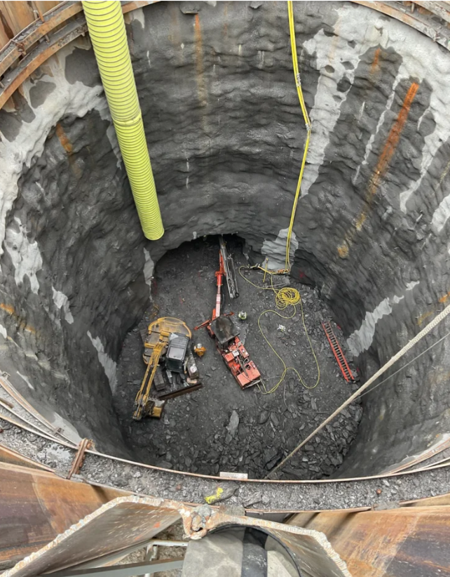 the shaft to start excavating the Blackwater CSO Tunnel was sunk at the CSO pump station on 7th Street